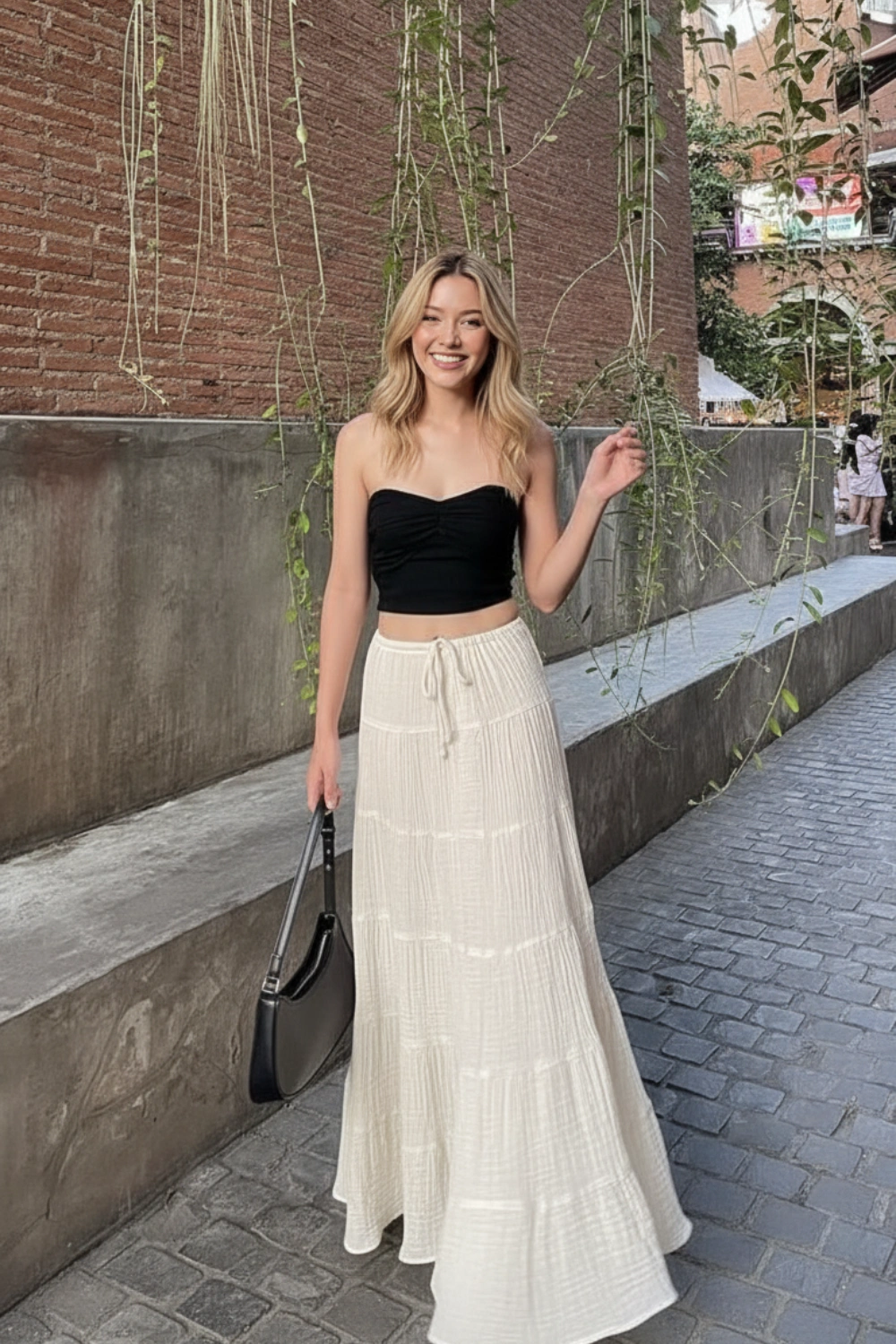 spring-outfit-black-crop-top-white-maxi-skirt